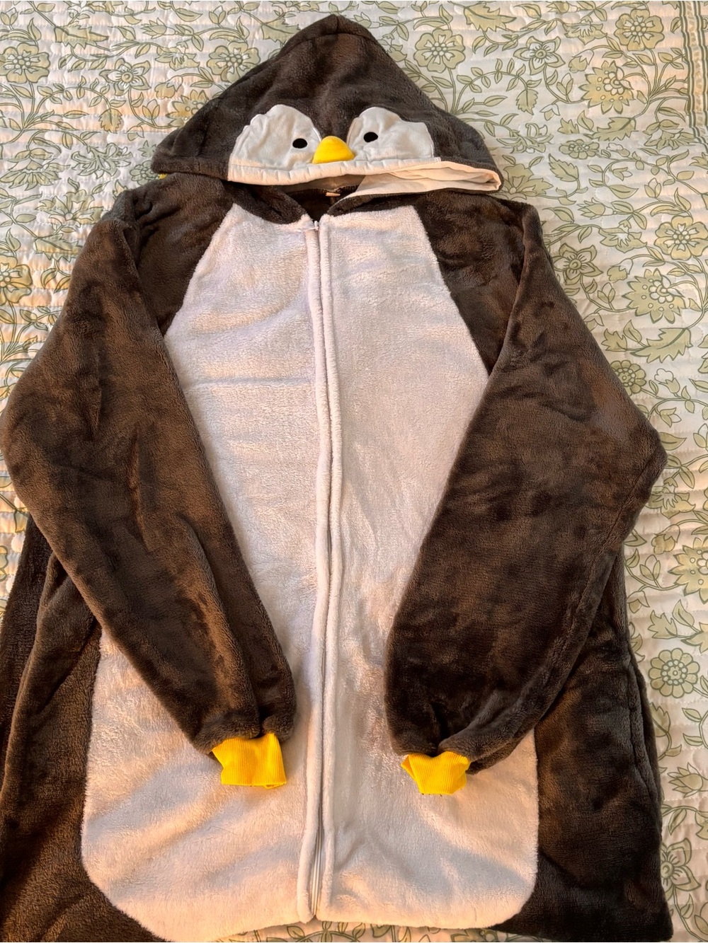 Adult Penguin Plush Costume L Hooded Full Zip Halloween Cosplay unisex pajamas